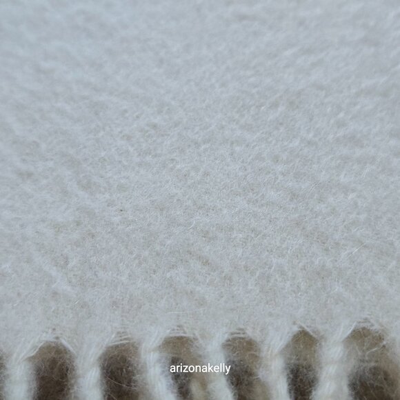 NWOT Nordstrom Cashmere Ivory Woven Fringe Scarf - Picture 7 of 13